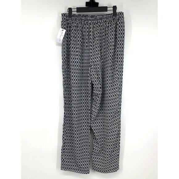 NY Collection Pants Black Geometric Printed Pull On Straight - Picture 5 of 8